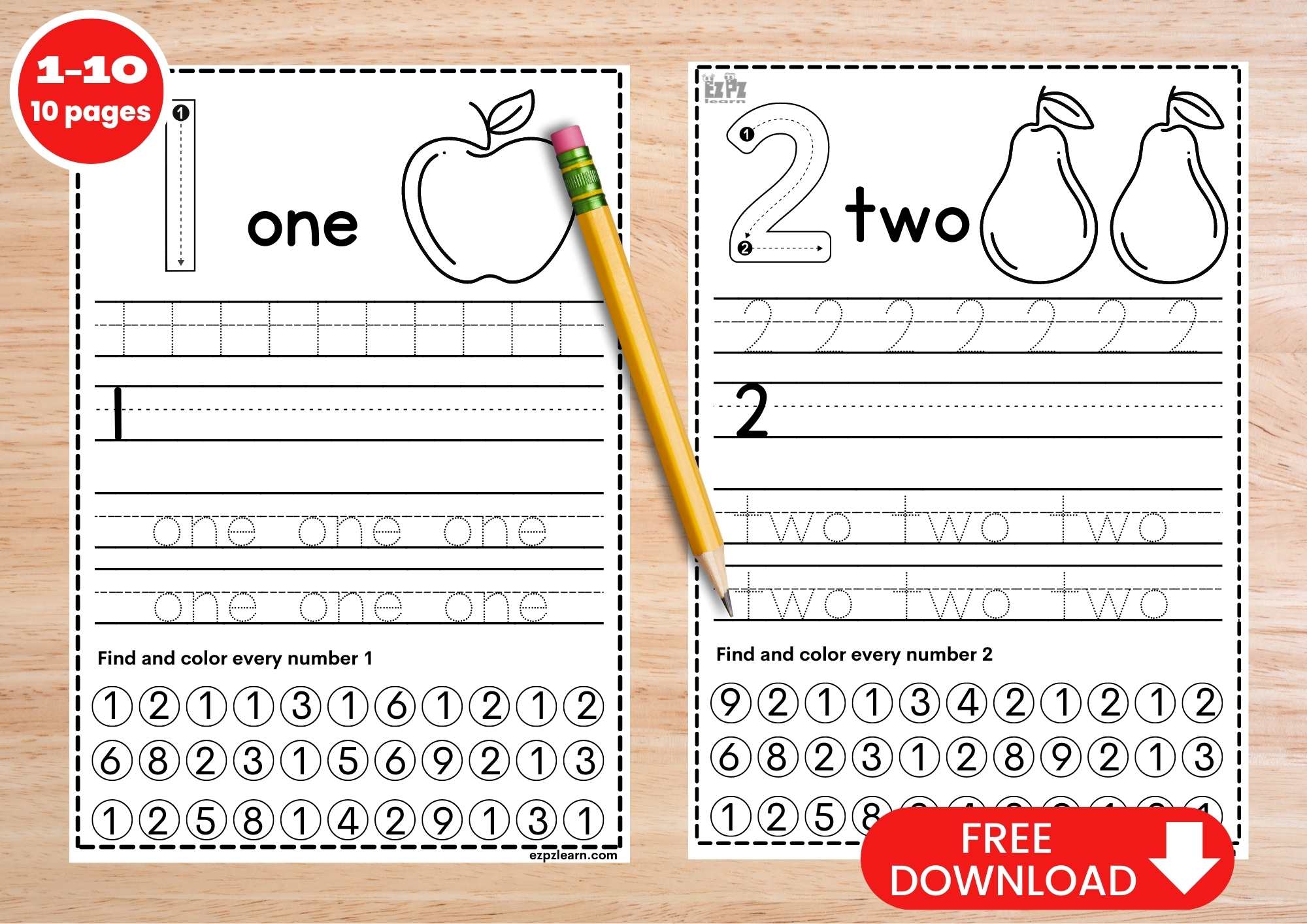 Tracing numbers 1-10